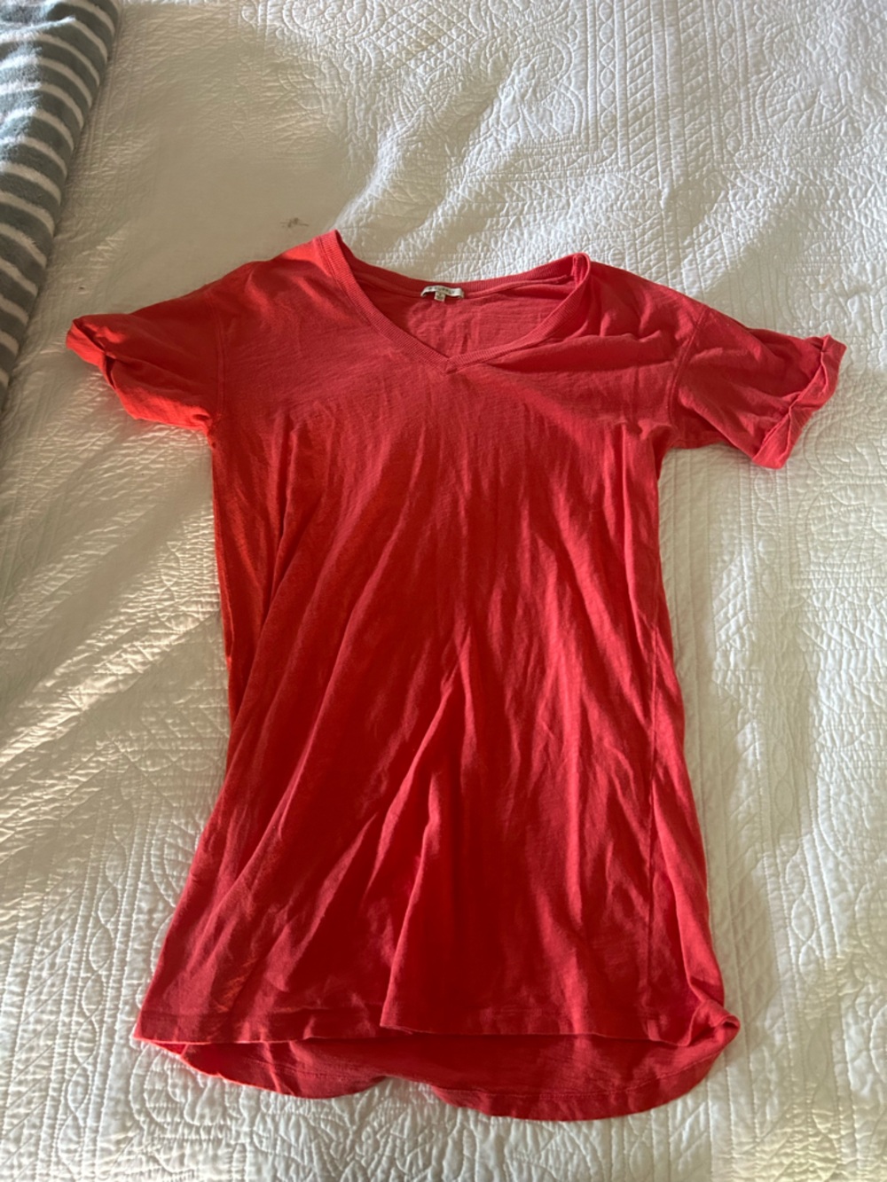 Z Supply Red V-Neck T-Shirt Dress